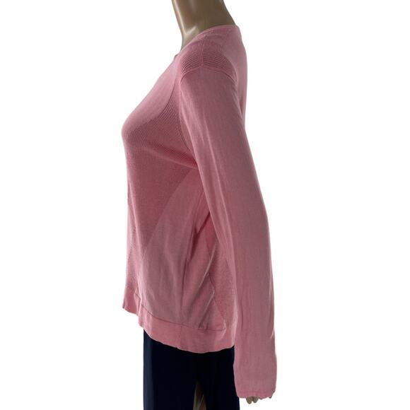 J. McLaughlin Pink V-Neck Long Sleeve Lightweight Cotton Pullover Sweater - Picture 5 of 8